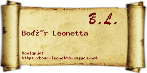 Boár Leonetta névjegykártya